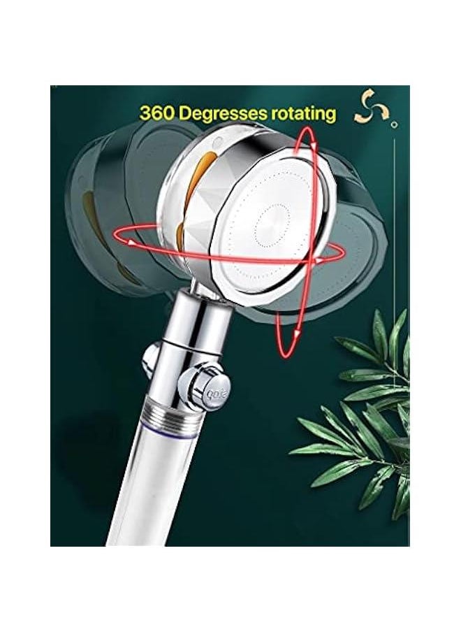 Generic - Turbo Propeller Driven Shower Head，vortex High-pressure shower head with 2 filter and Adjustable switch，Handheld Turbocharged turbo fan spa shower head，360 degree water saving shower head - Image 1