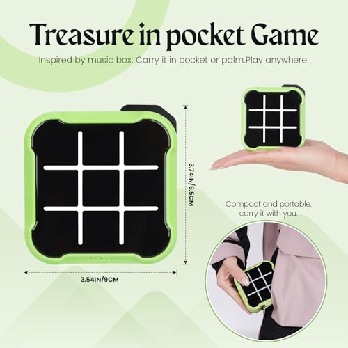 uimomn Tic Tac Toe Game 4 in 1 Handheld Educational Game Machine Electronic Tic Tac Toe Game for Education and Memory Growth Home Toy Board Game for Kids and Adults Green - Image 5