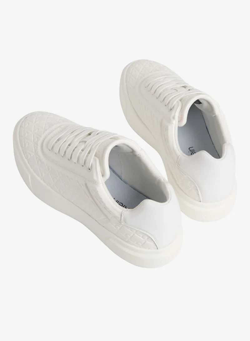 Calvin Klein Triple Bright White Emblem Embossed Basketball Trainers for Women | Best Price UAE
