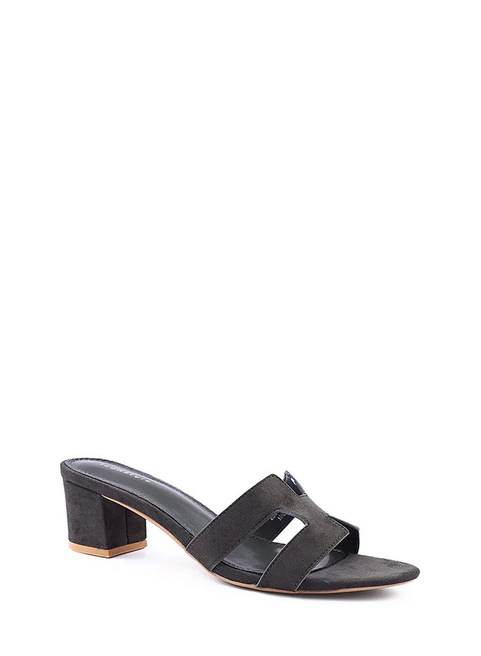 Womens suede H block heeled sandal