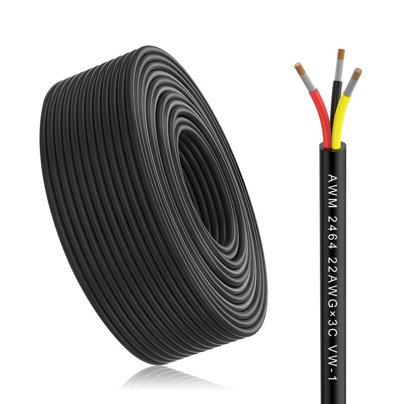 0 32 Mm2 22 AWG 3 Conductor Electrical Wire 12 24 36V 10M 32 8FT Black PVC Stranded Tinned Copper Cable for LED Lighting Outdoor Low Voltage Extension Automotive Trailer Marine - Image 2