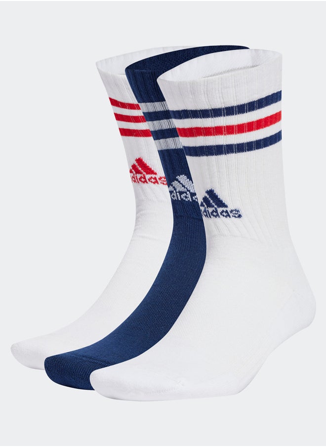 Adidas - 3-Stripes Cushioned Crew Socks 3 Pairs - Image 1