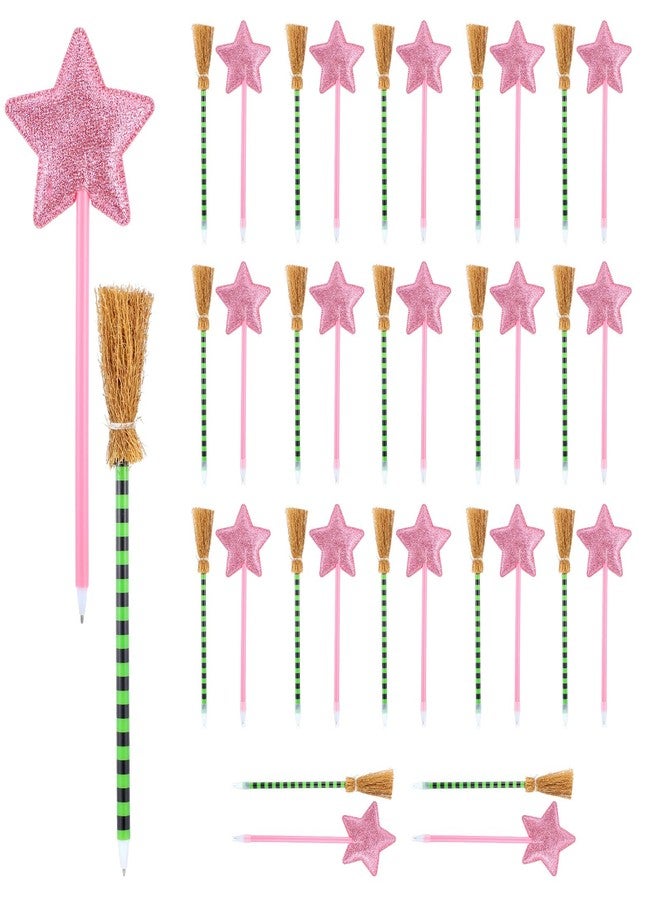 mekueeex 36 Pack Witch and Princess Party Favors Including Witch Broom Pens and Pink Star Ballpoints Pink and Green Favors for Halloween Party Supplies Decorations Goodie Bag - Image 1