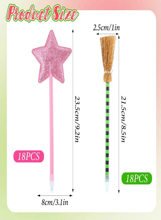 mekueeex 36 Pack Witch and Princess Party Favors Including Witch Broom Pens and Pink Star Ballpoints Pink and Green Favors for Halloween Party Supplies Decorations Goodie Bag - Image 2