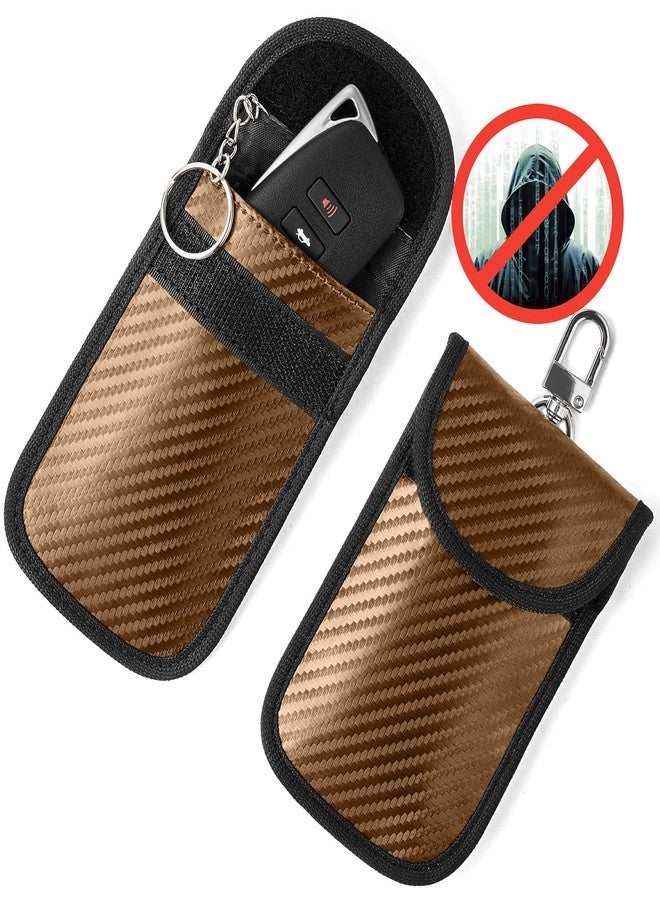 Vammcht 2PK Faraday Key Fob Protector, Carbon Fiber Brown, 2-Pack, Compatible with Car - Image 1