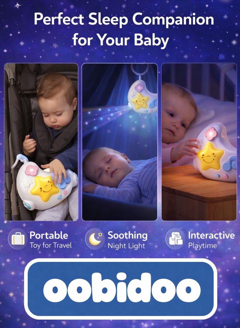 Oobidoo Baby Star Projector Night Light Musical Sleep Soother White Noise Machine Infant Toy with Remote Control 108 Lullabies 10 Animal Sounds 2 Nature Sounds Portable Hanging Crib Stroller Baby Sleep Aid Soft LED Night Lamp for Newborn Toddler Kids Travel Friendly - Image 5