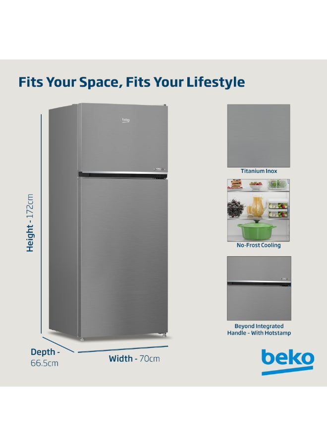 Beko Refrigerator 420 Liters Gross(367 Net) Capacity, Double Door, Top Mount, No Frost, Harvest Fresh Technology, NeoFrost Dual Cooling, Low Noise, CoolRoom, 10 Years Warranty on ProSmart Inverter Compressor - RDNG420DI silver - Image 5