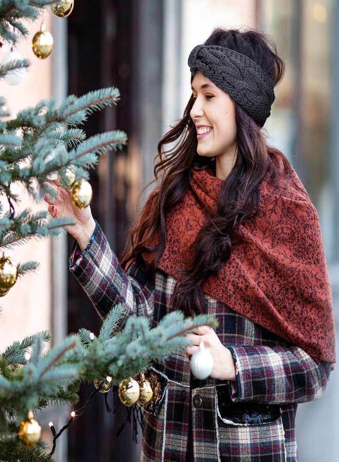 Whaline 6 Pieces Knit Headbands Winter Ear Warmers, Twisted Elastic Turban Head Wraps with Bow Knot, Hair Band Accessories, Hair Scrunchies Scarves for Women Girls (Blue Pink Colors) - Image 5