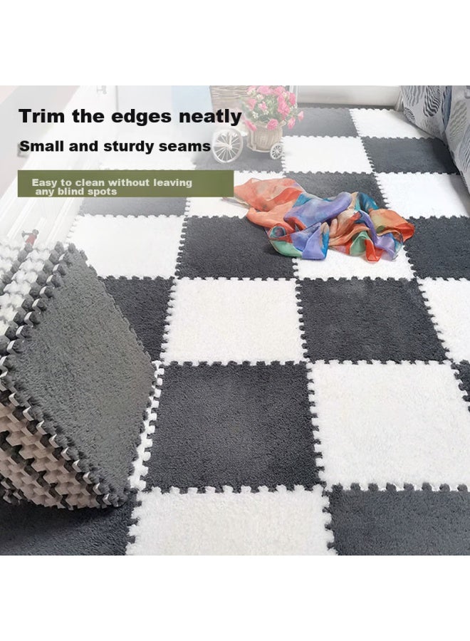 Foojo Plush Square Puzzle Carpet, Living Room Full Coverage, Soundproof, Heat Insulation, Non-slip, 30cm, 10 Pieces, Dark Gray - Image 2