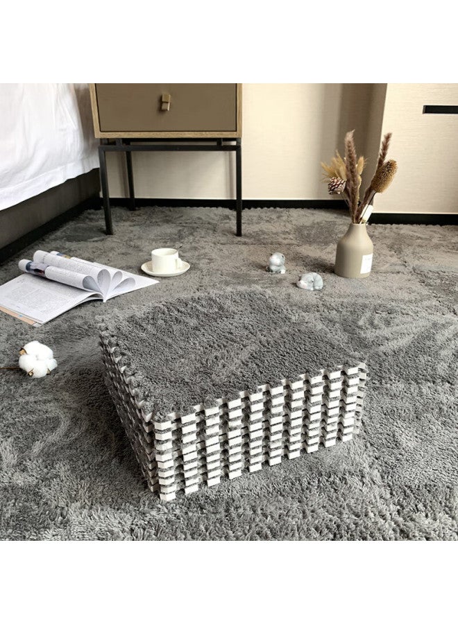 Foojo Plush Square Puzzle Carpet, Living Room Full Coverage, Soundproof, Heat Insulation, Non-slip, 30cm, 10 Pieces, Dark Gray - Image 3