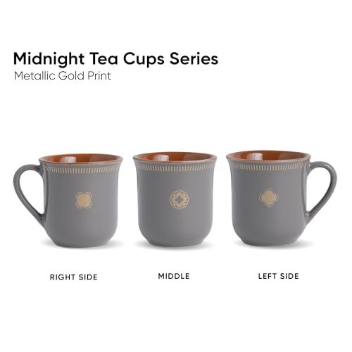 Shay Royal Tea Cup Set, Set of 6, Grey, 180ml | Cup Set of 6 for Tea | Glossy Finish | Premium Ceramic (Royal Tea Cups - Grey) - Image 5