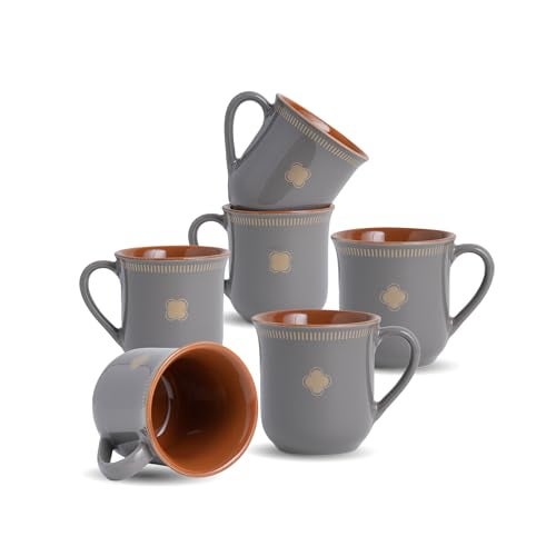 Shay Royal Tea Cup Set, Set of 6, Grey, 180ml | Cup Set of 6 for Tea | Glossy Finish | Premium Ceramic (Royal Tea Cups - Grey) - Image 1