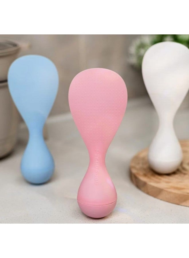 Tumbler Anti-sticking Rice Rice Spoon Household Style Easy-to-clean Rice Spoon Kitchen Vertical Non-hurting Pot Rice Spoon-Color:Pink-Specifications:Opp Bag - Image 1
