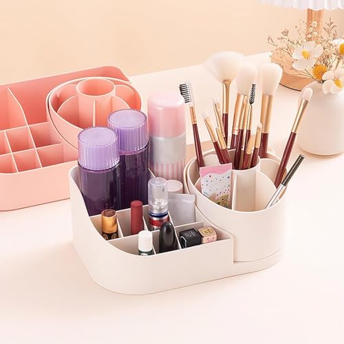 RECLUSE 360° Rotating Makeup Organizer Multi-Grid Large Capacity Cosmetics Organizer for Pencil Pen Holder, Plastic Makeup Brush Organizer Display Case Desktop Organizer,Skin Care, Lipsticks (White) - Image 5
