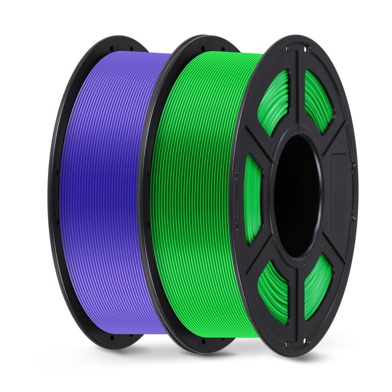 ANYCUBIC PLA Filament 1.75mm Bundle, 3D Printing PLA Filament 1.75mm Dimensional Accuracy +/- 0.02mm, 1KG Spool (2.2 lbs), 2KG Purple + Green - Image 1