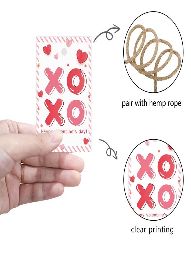 Aukolass Happy Valentine's Day Tags, Valentine's Day Gift Tags with String for Sweet Themed Party or Valentine' Day Thank You Gift Tags Great for Party Favors (XOXO) - Image 3