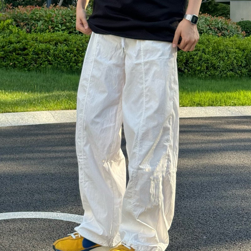 Summer Outdoor Quick-Drying Paratrooper Pants Men'S And Women'S Hiphop Straight Loose Simple White Casual Wide-Leg Pants - Image 1