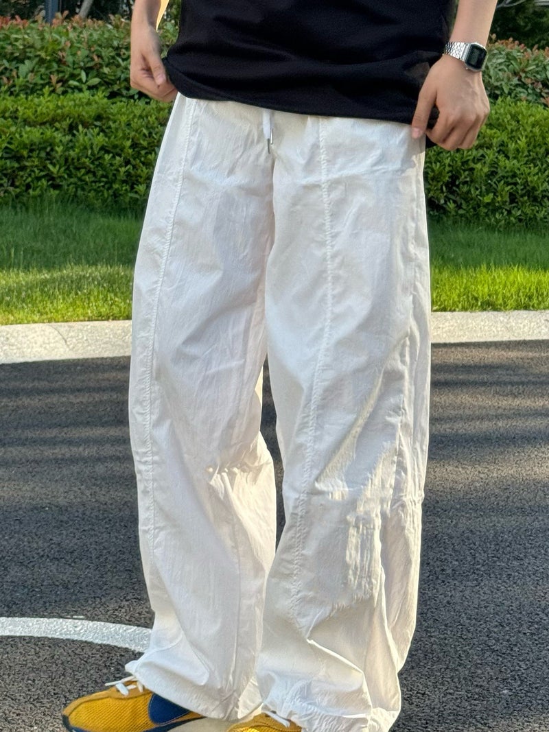 Summer Outdoor Quick-Drying Paratrooper Pants Men'S And Women'S Hiphop Straight Loose Simple White Casual Wide-Leg Pants - Image 4