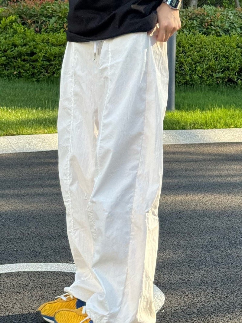 Summer Outdoor Quick-Drying Paratrooper Pants Men'S And Women'S Hiphop Straight Loose Simple White Casual Wide-Leg Pants - Image 5