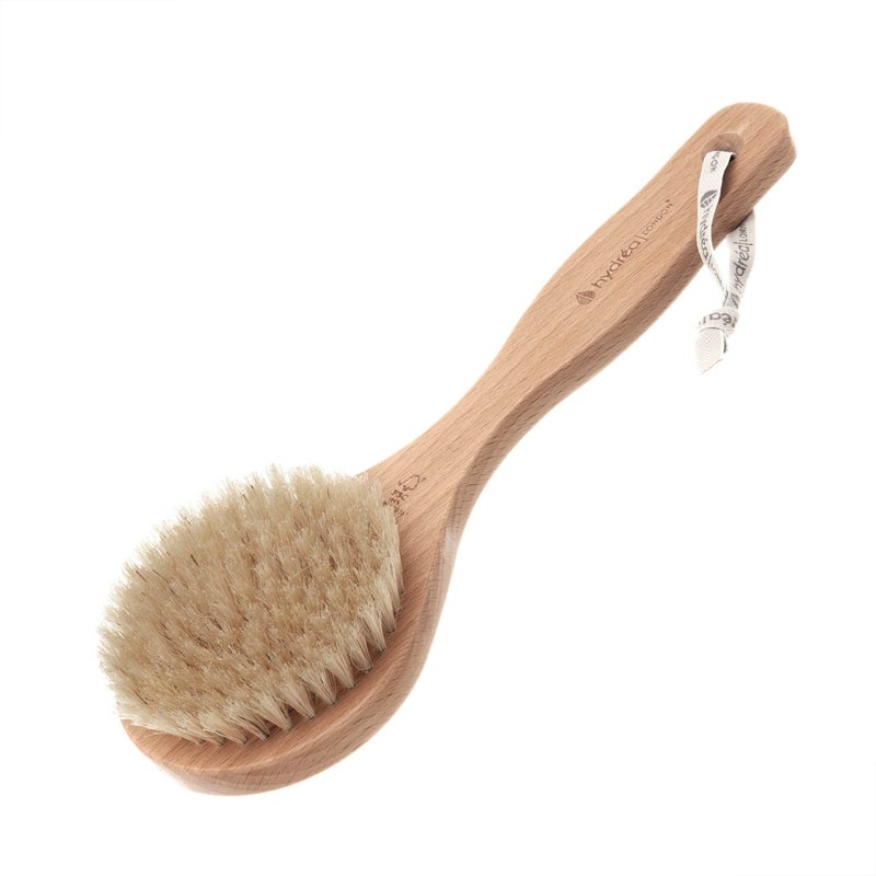 Hydrea London Dry Body Brush â€“Short Handle Premium Exfoliating Dry Skin Brush with Natural Bristle, FSCÂ® Certified Beechwood. - Image 1