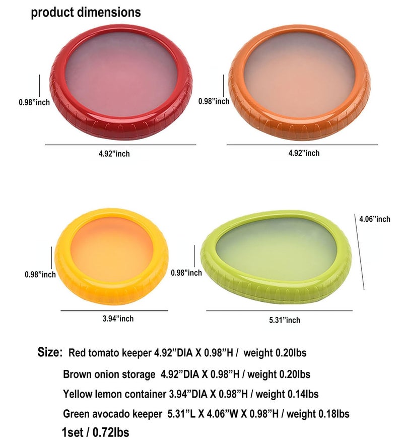 halteoly 4PC Silicone Fruit and Vegetable Storage Containers Set for Fridge, Onion Storage Container, Avocado keeper,Tomato Saver,and Lemon holder - Image 4