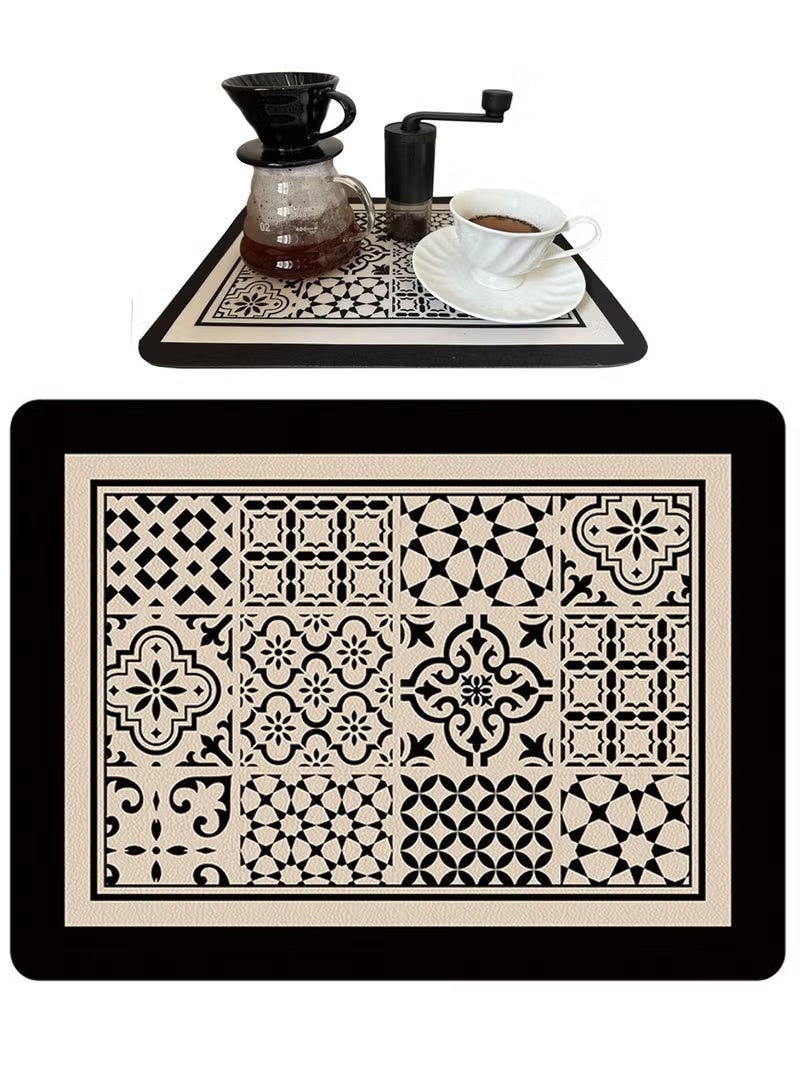 FUOE Coffee Mat Coffee Bar Mat Hide Stain Absorbent Drying Mat with Waterproof Rubber Backing 11.8" x 15.75" - Image 1