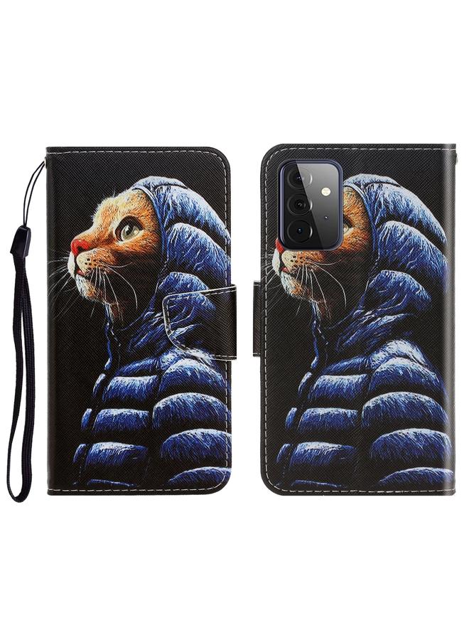 اس-توب جراب لهاتف Samsung Galaxy A72، جراب جلدي أفقي قابل للطي برسومات ملونة ثلاثية الأبعاد مع حامل وفتحات للبطاقات ومحفظة - Image 1