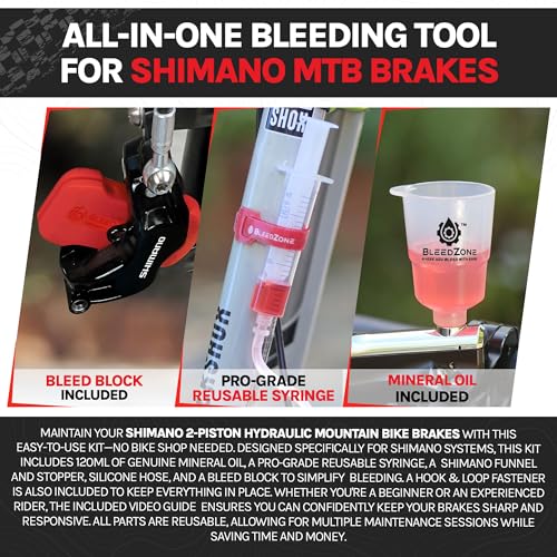 BleedZone Shimano Brake Bleed Kit with 120ml Mineral Oil - Hydraulic Brake Bleed Kit for Shimano Disc Brakes, Bike Brake Bleeder Kit, MTB Brake Bleed Kit, and Mineral Oil Brake Maintenance - Image 3