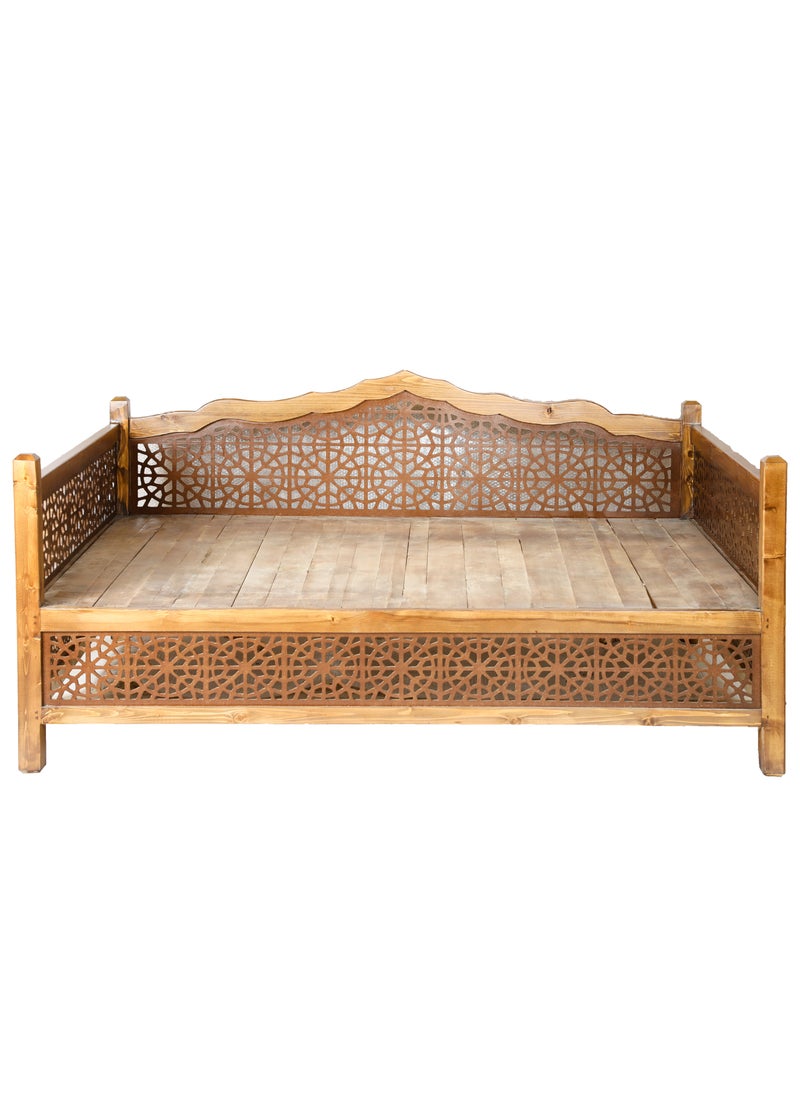 mahome 7 seater Handcrafted Arabic Solid Wood Sofa – Traditional Carved Design with Cushions and carpet. sutable for living room sofa, garden furniture.(Pine Wood, 150 * 200)  - Image 3
