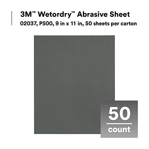 3M Wetordry Abrasive Sheet, 413Q, 02004, 320+ Grit, 9 in x 11 in, Pack of 50 Sandpaper Sheets for Auto Sanding, Metal Sanding, Finishing, Paint Prep - Image 3