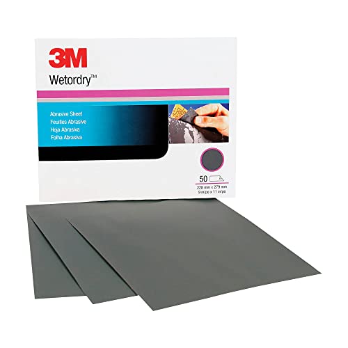 3M Wetordry Abrasive Sheet, 413Q, 02004, 320+ Grit, 9 in x 11 in, Pack of 50 Sandpaper Sheets for Auto Sanding, Metal Sanding, Finishing, Paint Prep - Image 2