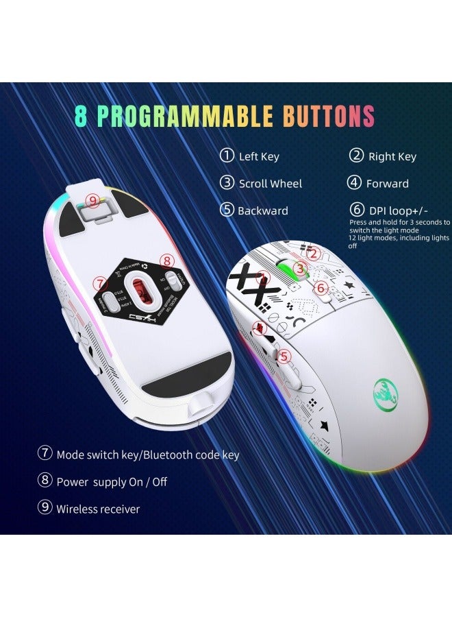 Wireless gaming mouse RGB luminous TYPE-C charging mouse water transfer printing three-mode 2.4G dual bluetooth 5.0 - Image 5