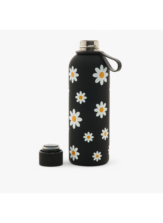 LIFESTYLE Floral Print Water Bottle - Black for Women - Image 2