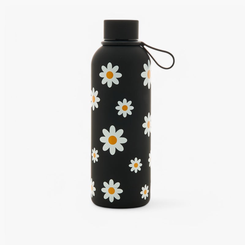 LIFESTYLE Floral Print Water Bottle - Black for Women - Image 1