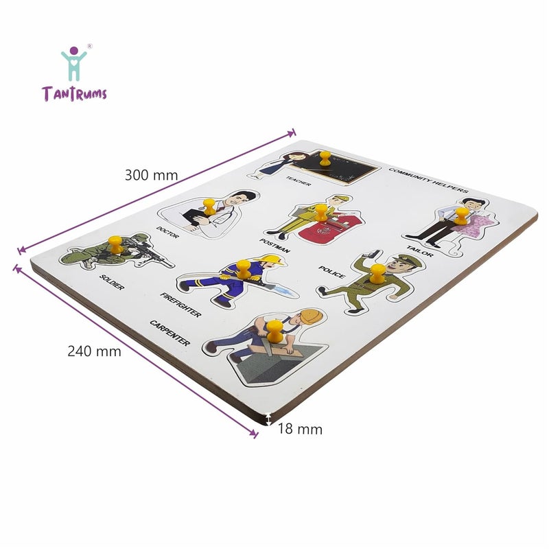 Tantrums Preschool Wooden Community Helper Puzzle - Educational Toy for Kids with 8 Colorful Pieces - Image 2