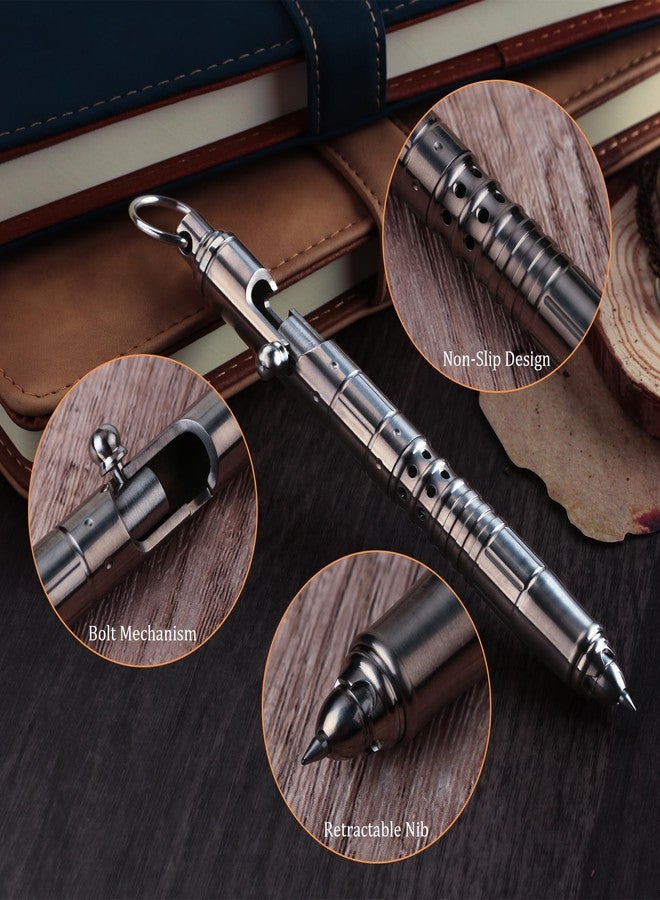 SMOOTHERPRO Tactical Bolt-Action Pen Titanium Compatible with Parker Refill Hollow Design Retractable Outdoor Business Office Writing Color Natural(HTP01) - Image 3