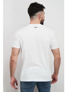 DIESEL Men Crew Neck Short Sleeve Graphic Print T-shirt, White Combo  - Image 4