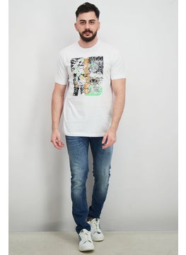DIESEL Men Crew Neck Short Sleeve Graphic Print T-shirt, White Combo  - Image 2