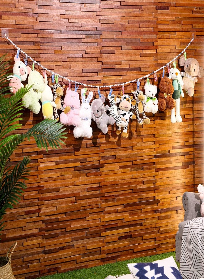 Hotop 2 Pcs Stuffed Animals Storage Chain Hanging Organizer with Plastic Clips Plush Toys Holder with Hooks for Wall Decor Bedroom Storage(Multicolored Clip) - Image 5