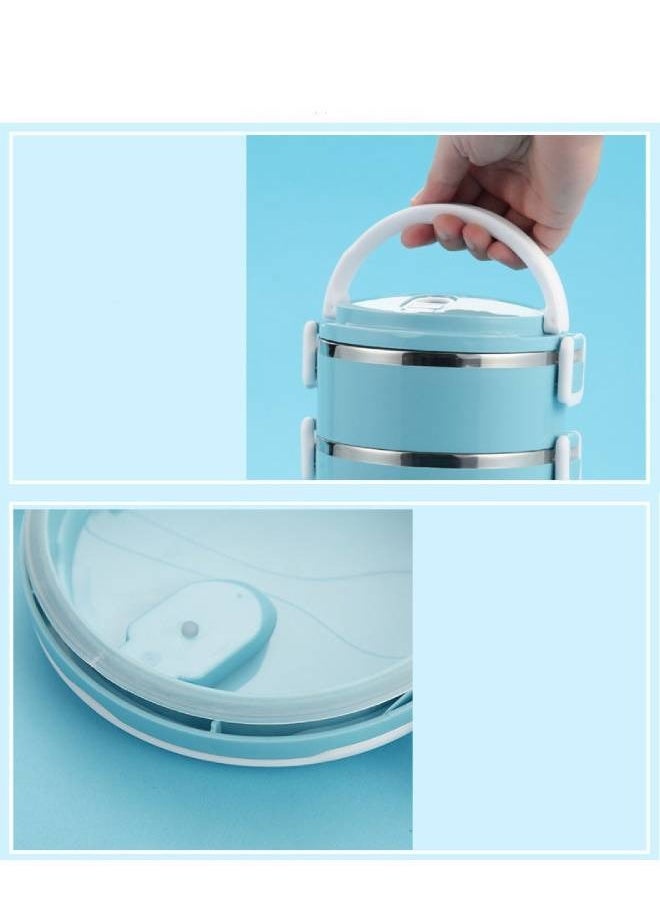 Stainless Steel Lunch Box Dual Layer Large Capacity Thermal Insulated Food Container with Durable Handle BPA Free Leak Proof Lunch Box