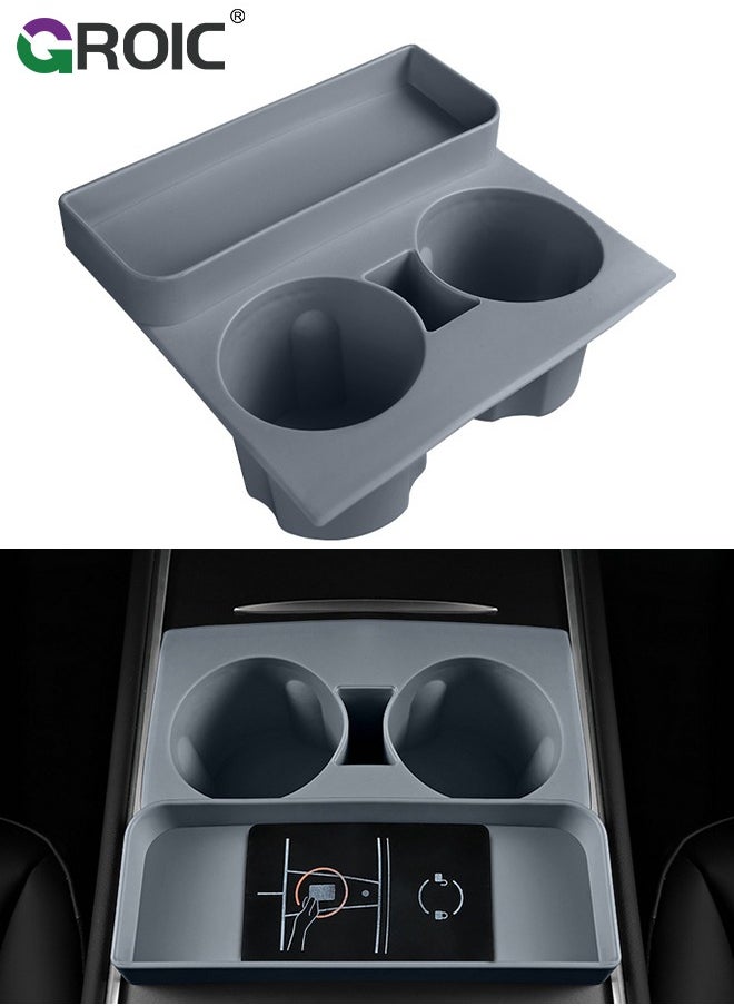 GROIC - Tesla Cup Holder Insert for Tesla Model 3 Model Y,  Center Console Cup Holder Insert FIT New Center Console Accessories Slot Slip Limit Clip Cup Holder Insert - Image 1