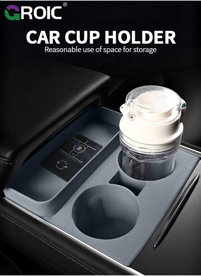 GROIC - Tesla Cup Holder Insert for Tesla Model 3 Model Y,  Center Console Cup Holder Insert FIT New Center Console Accessories Slot Slip Limit Clip Cup Holder Insert - Image 1