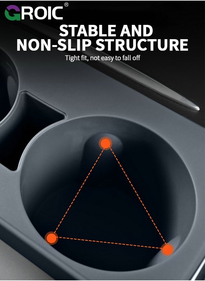 GROIC - Tesla Cup Holder Insert for Tesla Model 3 Model Y,  Center Console Cup Holder Insert FIT New Center Console Accessories Slot Slip Limit Clip Cup Holder Insert - Image 1