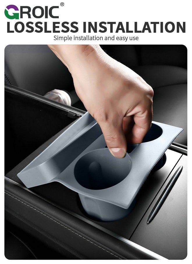 GROIC - Tesla Cup Holder Insert for Tesla Model 3 Model Y,  Center Console Cup Holder Insert FIT New Center Console Accessories Slot Slip Limit Clip Cup Holder Insert - Image 1
