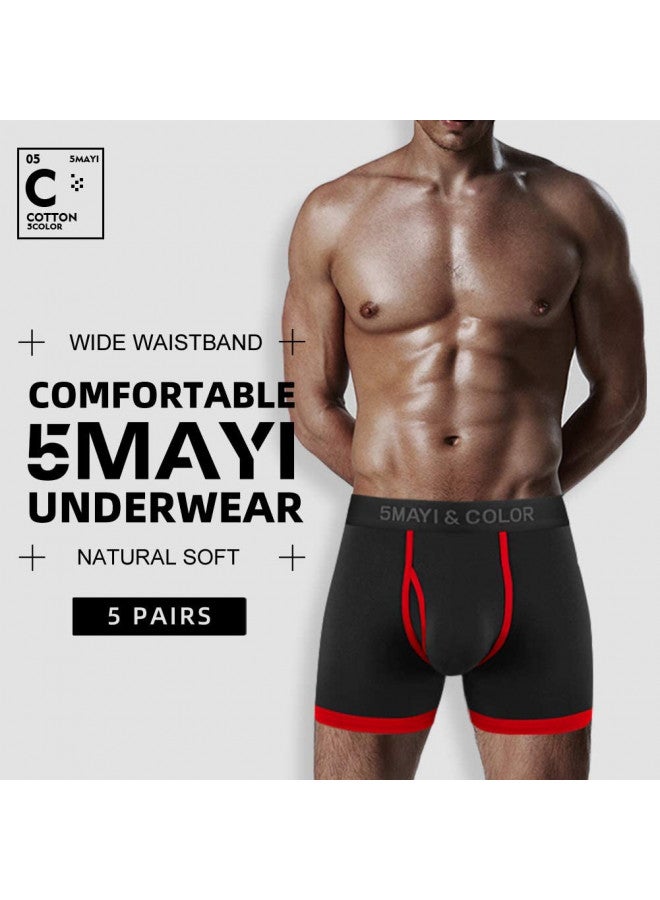 5Mayi 5Mayi Men's Underwear Boxer Briefs Cotton Black Mens Boxer Briefs Underwear Men Pack of 5 - Image 1
