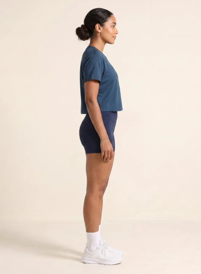 Zaecy Big Stone Blue Women's Loose fit Crop top for Women | Best Price UAE