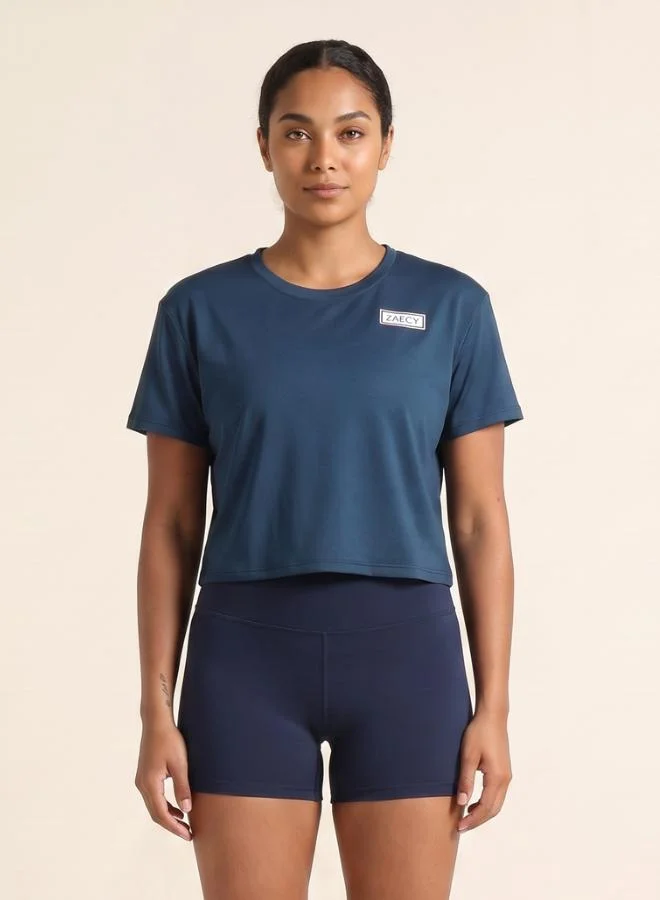 Zaecy Big Stone Blue Women's Loose fit Crop top for Women | Best Price UAE