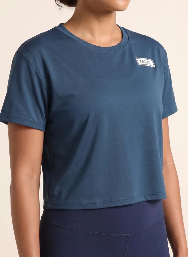 Zaecy Big Stone Blue Women's Loose fit Crop top for Women | Best Price UAE