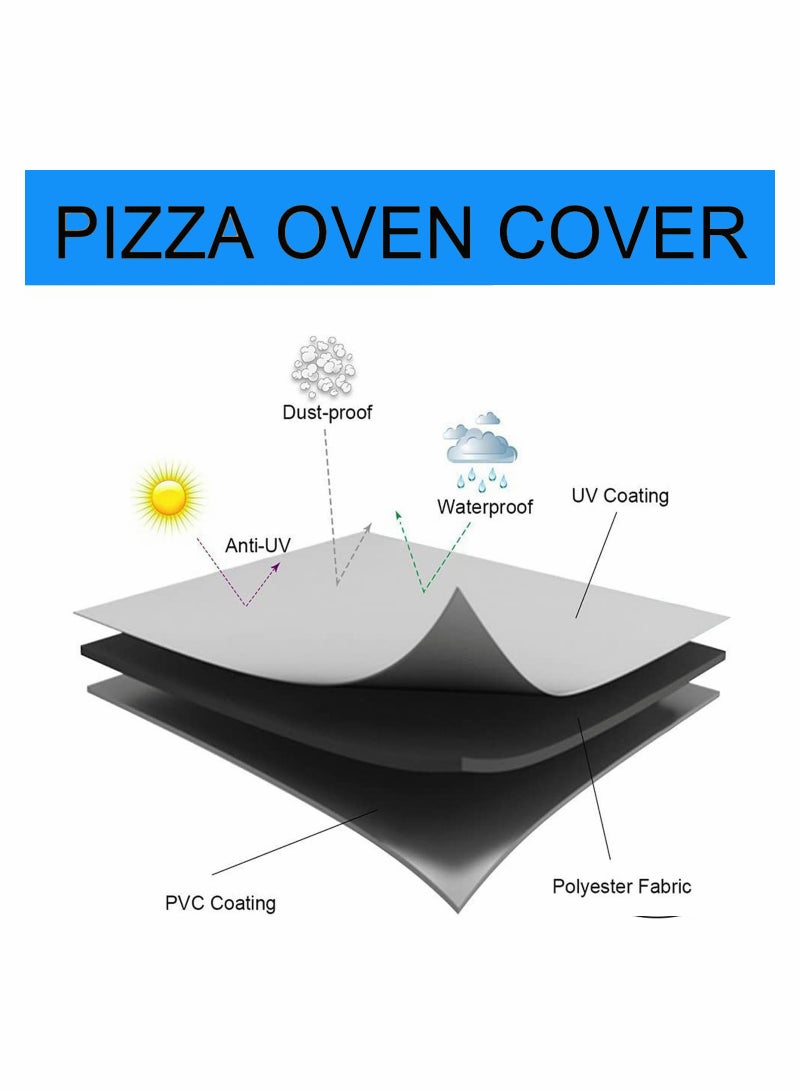 Barakah Outdoor Pizza Oven Cover 210D Garden Black Protection Weather Resistant Dustproof BBQ Rain for Wood Fired Cha Rcoal Bread 165x65x45CM - Image 5