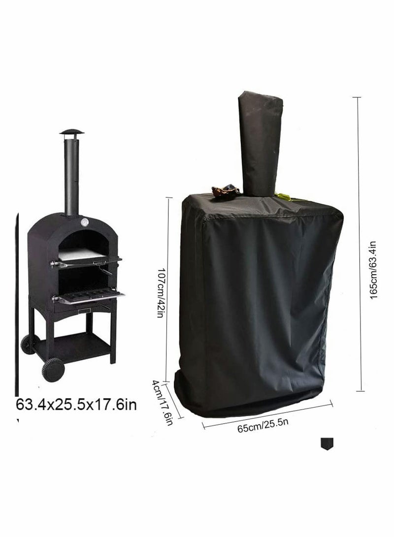 Barakah Outdoor Pizza Oven Cover 210D Garden Black Protection Weather Resistant Dustproof BBQ Rain for Wood Fired Cha Rcoal Bread 165x65x45CM - Image 2